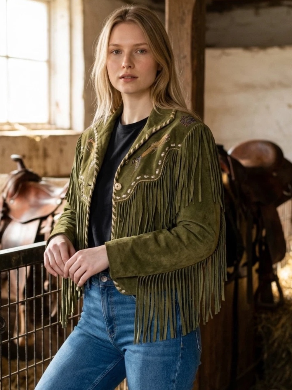 Patricia Wolf Patty Lewis hand painted leather fringe jacket Natice American boh - Picture 1 of 12